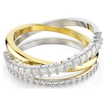 Hyperbola ring, Mixed cuts, white, mixed metal finish