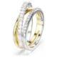 Hyperbola ring, Mixed. Cuts, white, Mixed metal finish