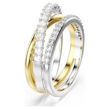 Hyperbola ring, Mixed. Cuts, white, Mixed metal finish