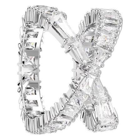 Hyberpola ring, infinity, white, silver-tone finish