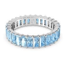 Matrix ring baguette cut blue rhodium plated 52