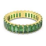 Matrix ring, Baguette cut, Green, Gold-tone plated
