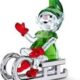 Joyful Santa's elf on sleigh