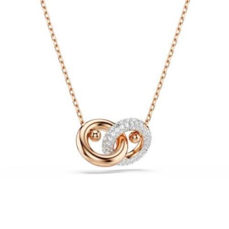 Dextera pendant, Round cut, white, rose gold-tone plated