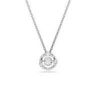 Constella pendant, Round cut, dancing stone, white, rhodium plated