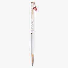 Crystalline ballpoint pen ladybug white red rose gold