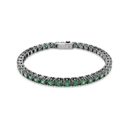 Matrix tennis bracelet round cut green ruthénium