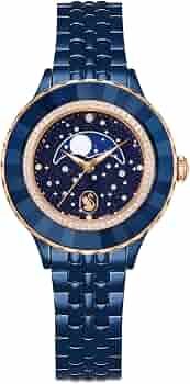 Octea moon watch swiss made metal bracelet blue