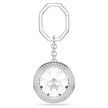 Bag charm round white rhodium plated