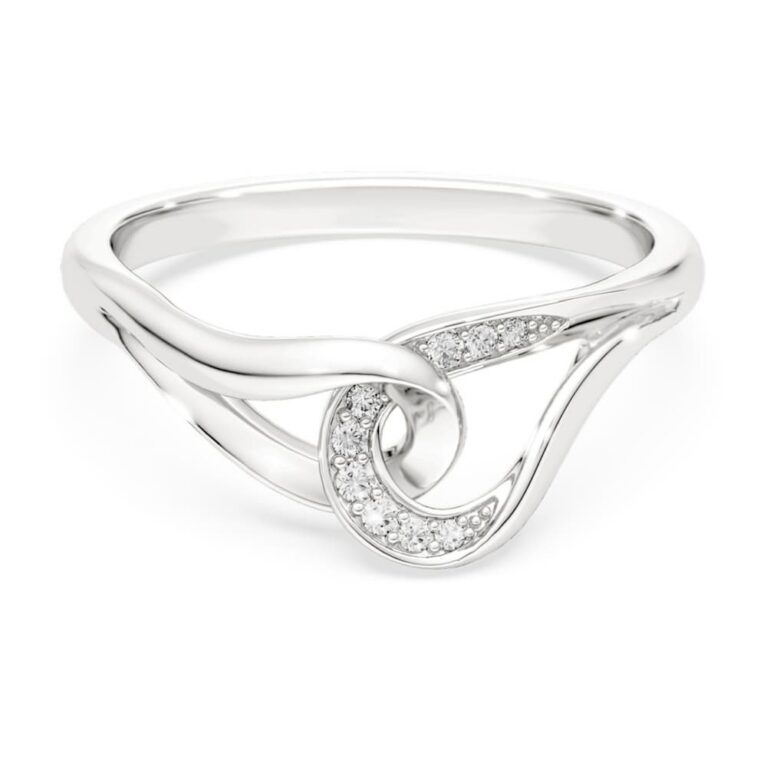 Classica ring round cut interlocking white silver