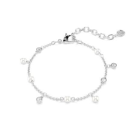 Imber bracelet crystal pearl round cut white rhodium plated