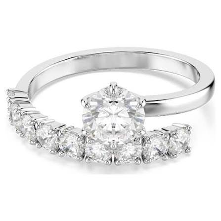 Matrix open ring round cut white rhodium plated