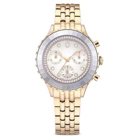 Octea chrono watch swiss made metal bracelets champagne